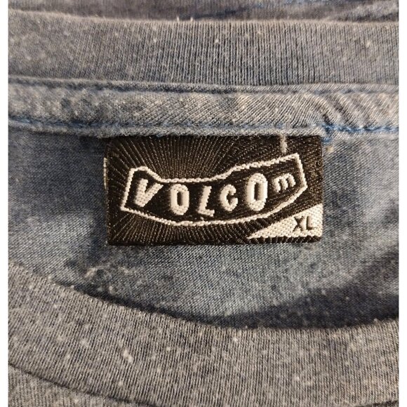 Volcom Logo Men's Short Sleeve T-Shirt Blue With Yellow Graphic XL - Picture 4 of 7